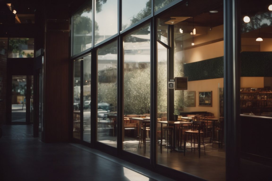 San Jose cafe with climate control window film, showing reduced energy consumption