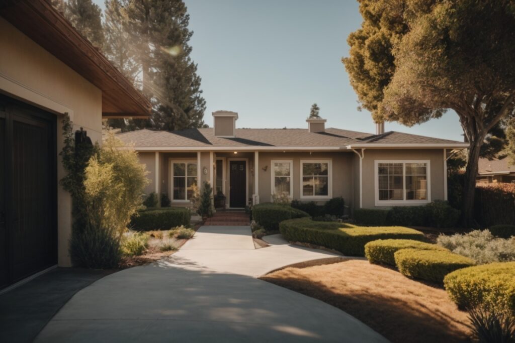 Luxury home with tinted windows in a sunny San Jose neighborhood