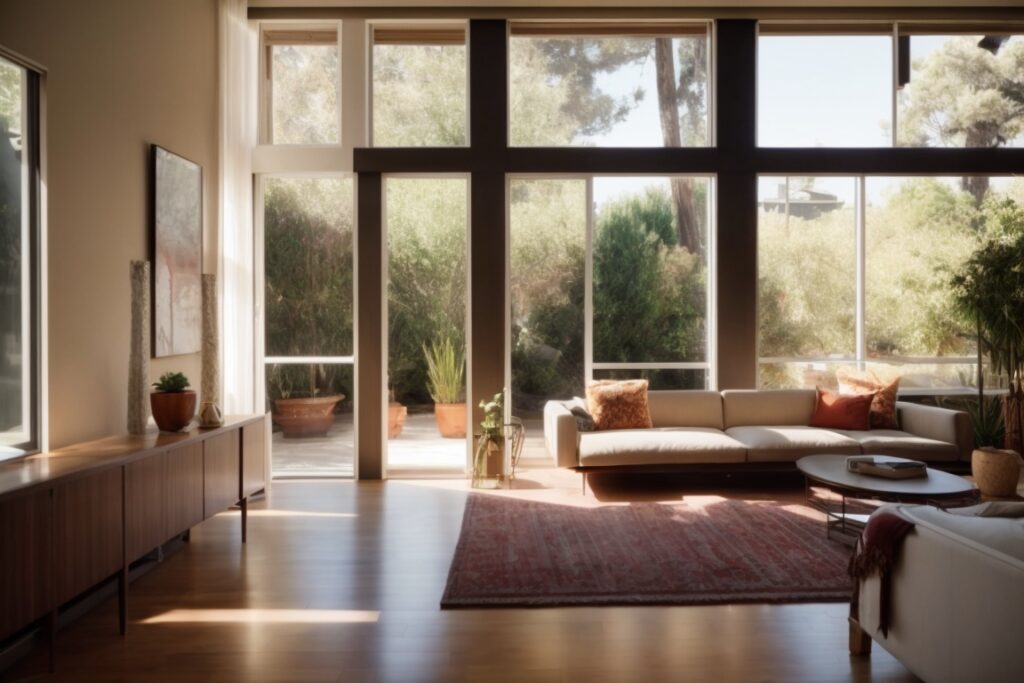 San Jose home with tint transition window film, sunlight illumination inside