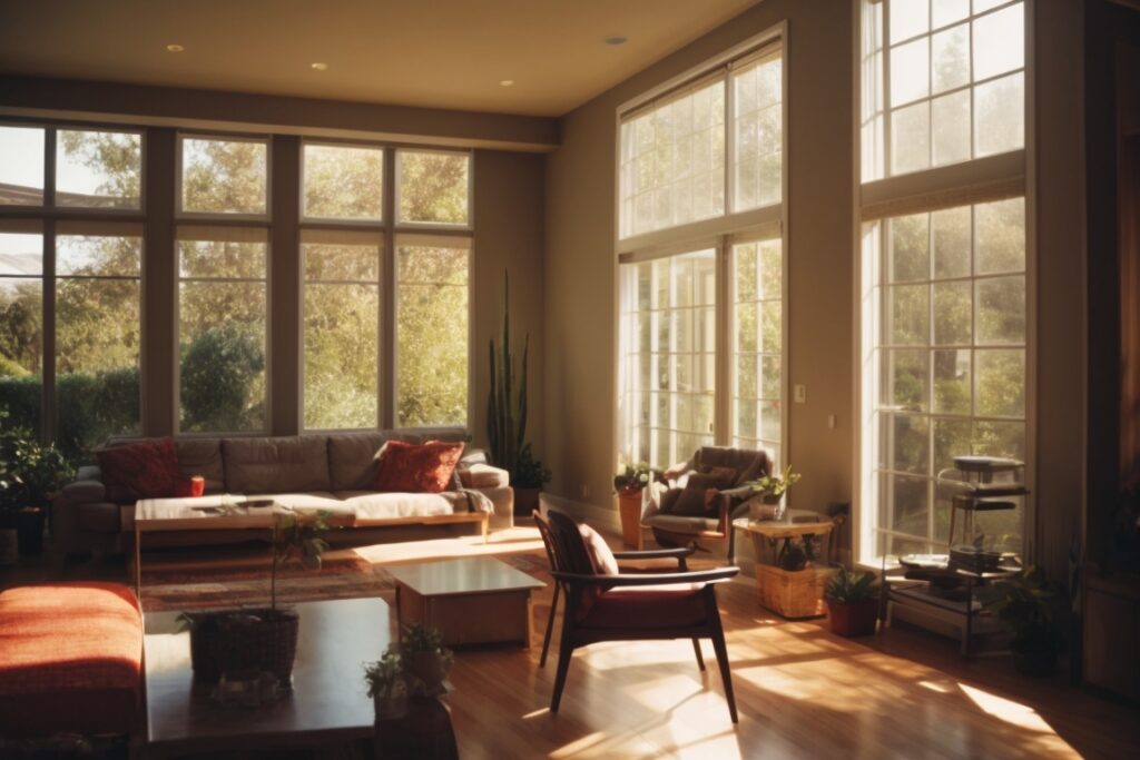 San Jose home interior with sunlight filtering through window film