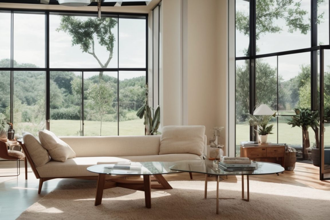 home interior with energy efficient window film installation