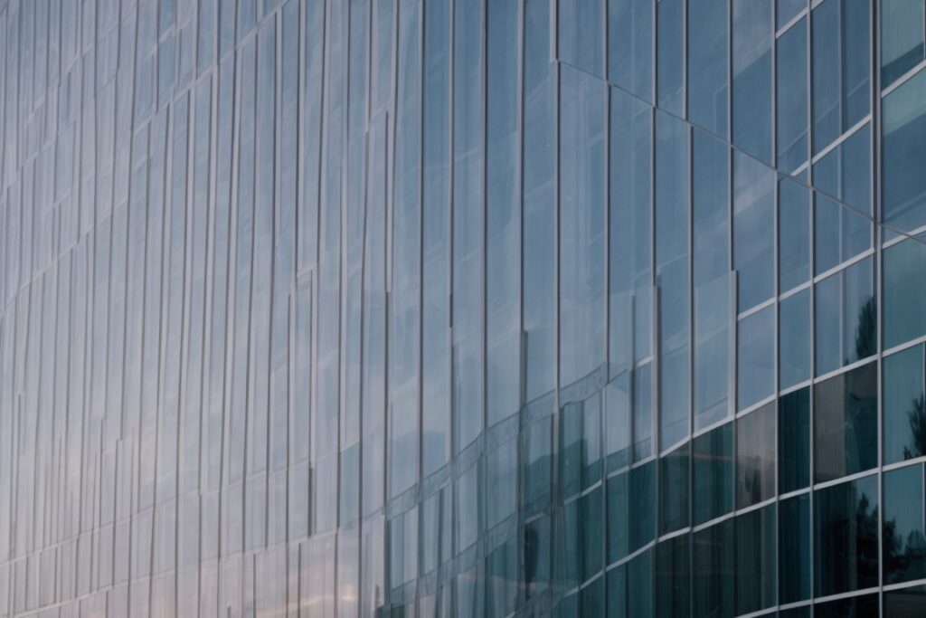 Exterior of a commercial building in San Jose with solar window films