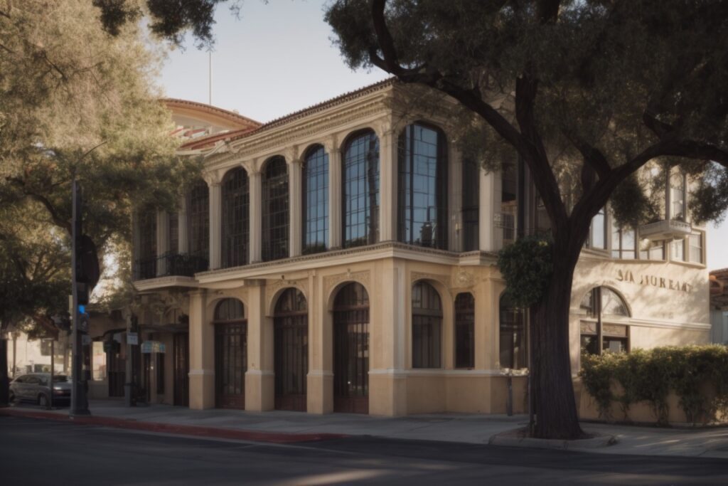 Historic San Jose building with solar control window film