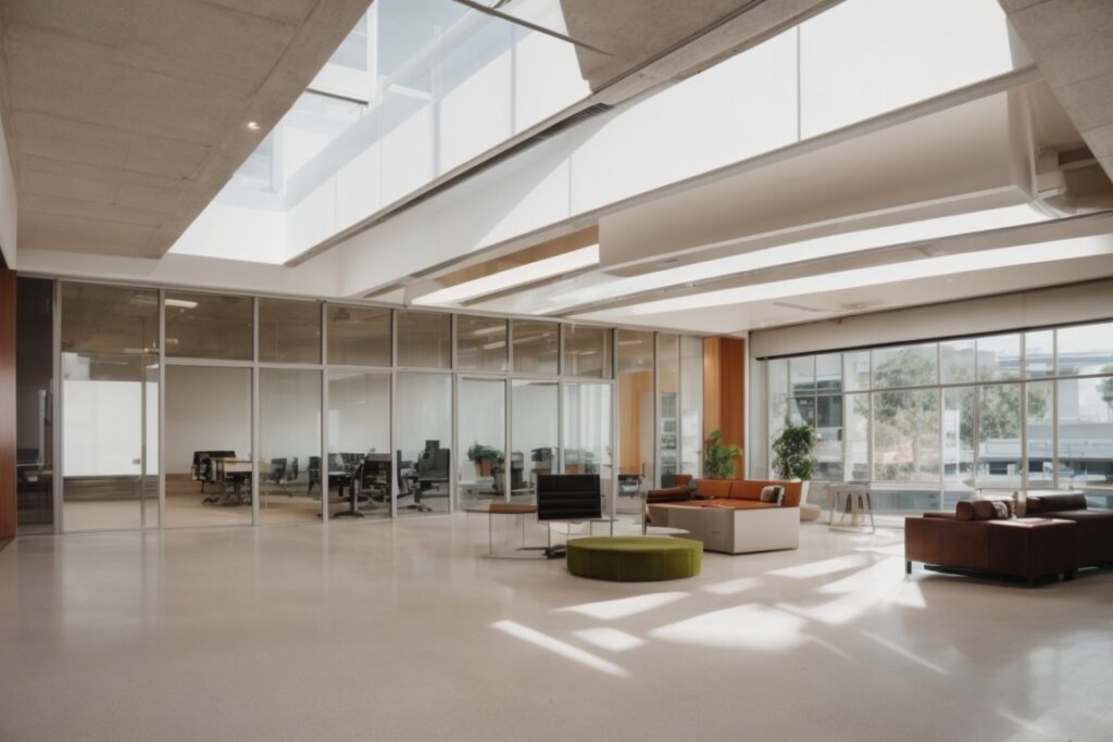 San Jose office with opaque windows and modern interior